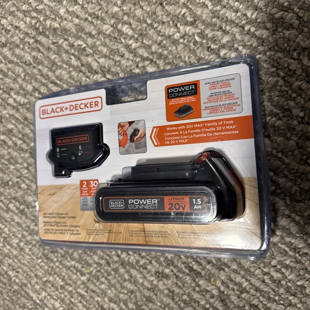 Black Decker 20V Max Powerconnect 1.5Ah Lithium Ion Battery And Charger
